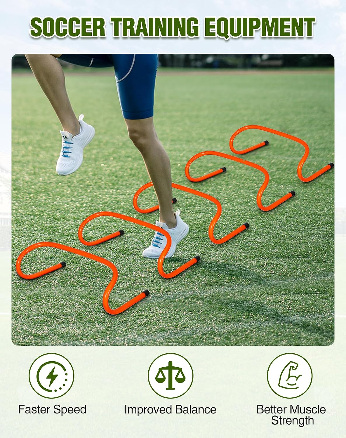 Lineslife 20 PCS 6" Agility Hurdles, Speed Training Equipment for Kids & Athletes, Plyometric Hurdles for Soccer, Football, Basketball, Baseball, Indoor Outdoor Sports
