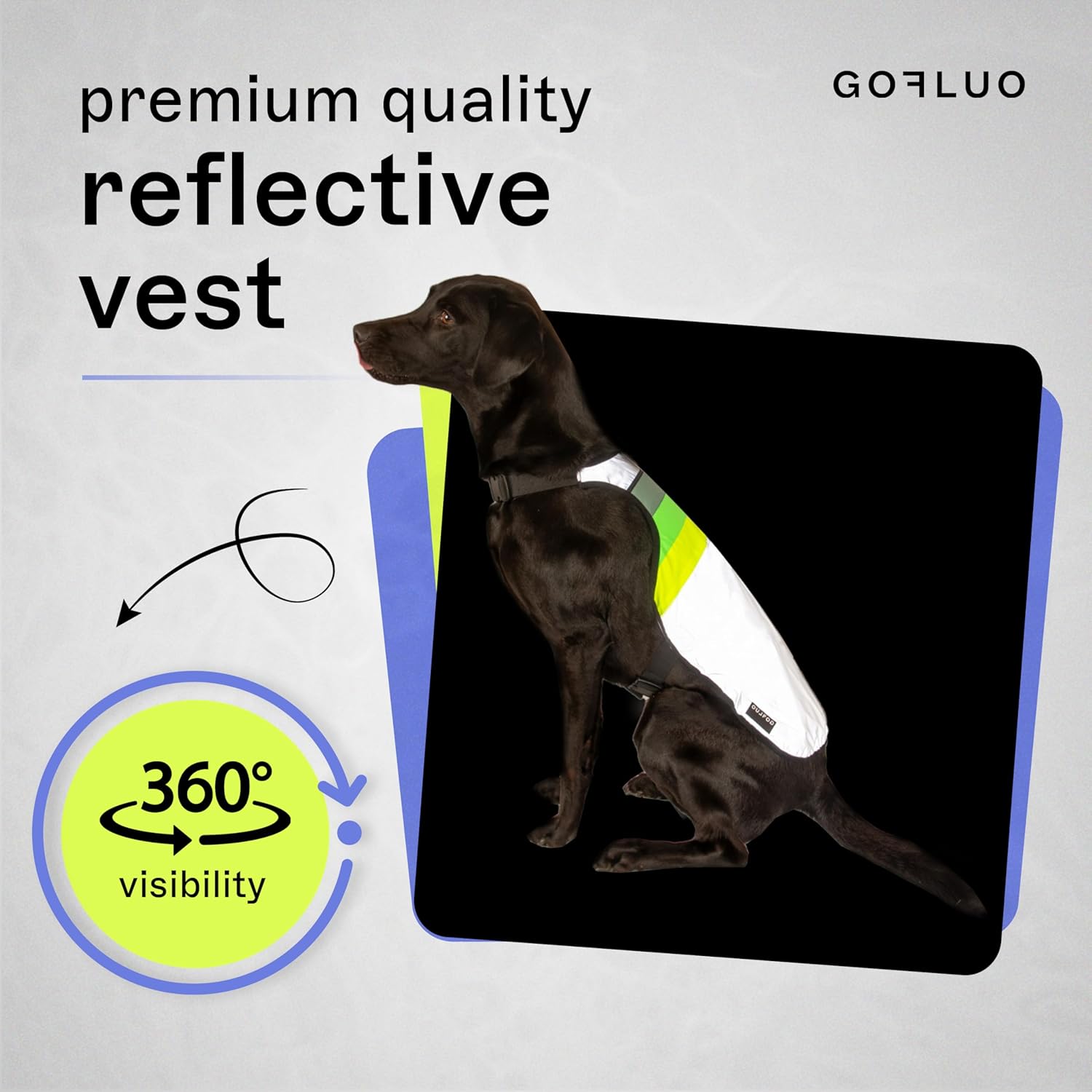 GOFLUO Moonlight Reflective Dog Coat - Northern Light Design - Size L – High-Visibility Vest for Dogs – Ideal for Night Walking, Outdoors Adventures