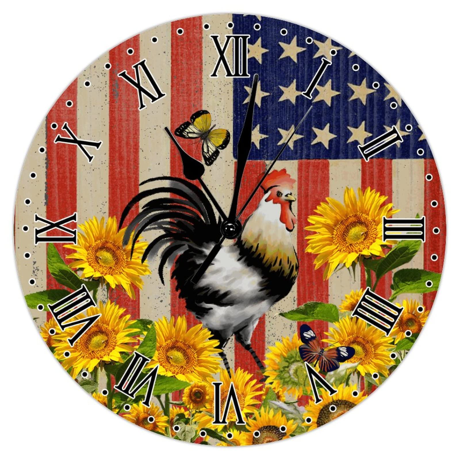 Horloge silencieuse tournesol vintage sans tic-tac 30cm