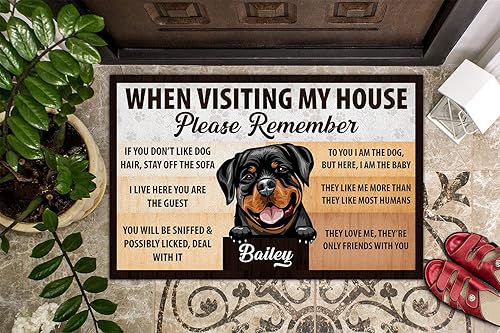 Miniatura 5 de When Visiting My House Please Remember Rottweiler - Tapetes de bienvenida para los amantes de los perros, 16 x 24 pulgadas para puerta delantera,