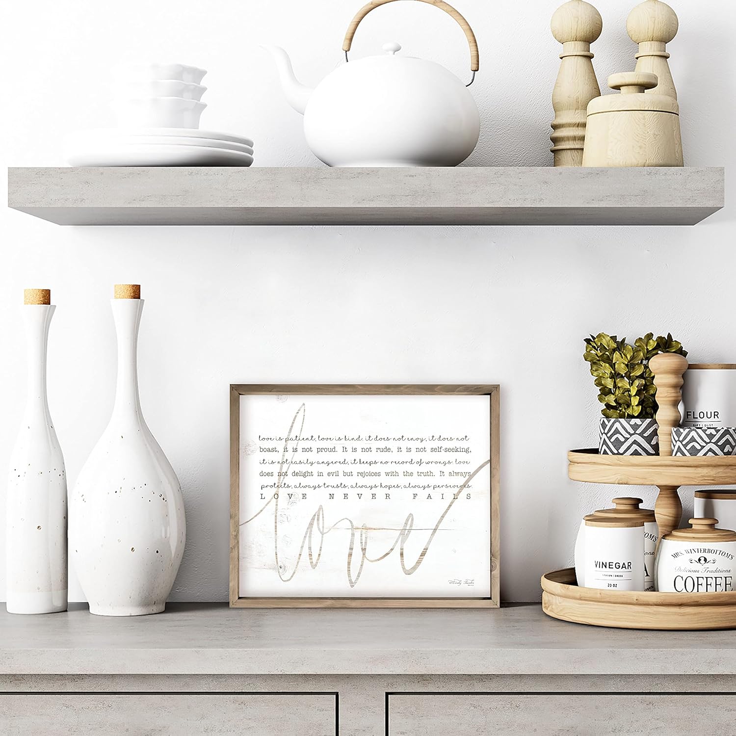 Rustic Wood Wall Sign - Love Is Patient, Kind (12x15 Framed)