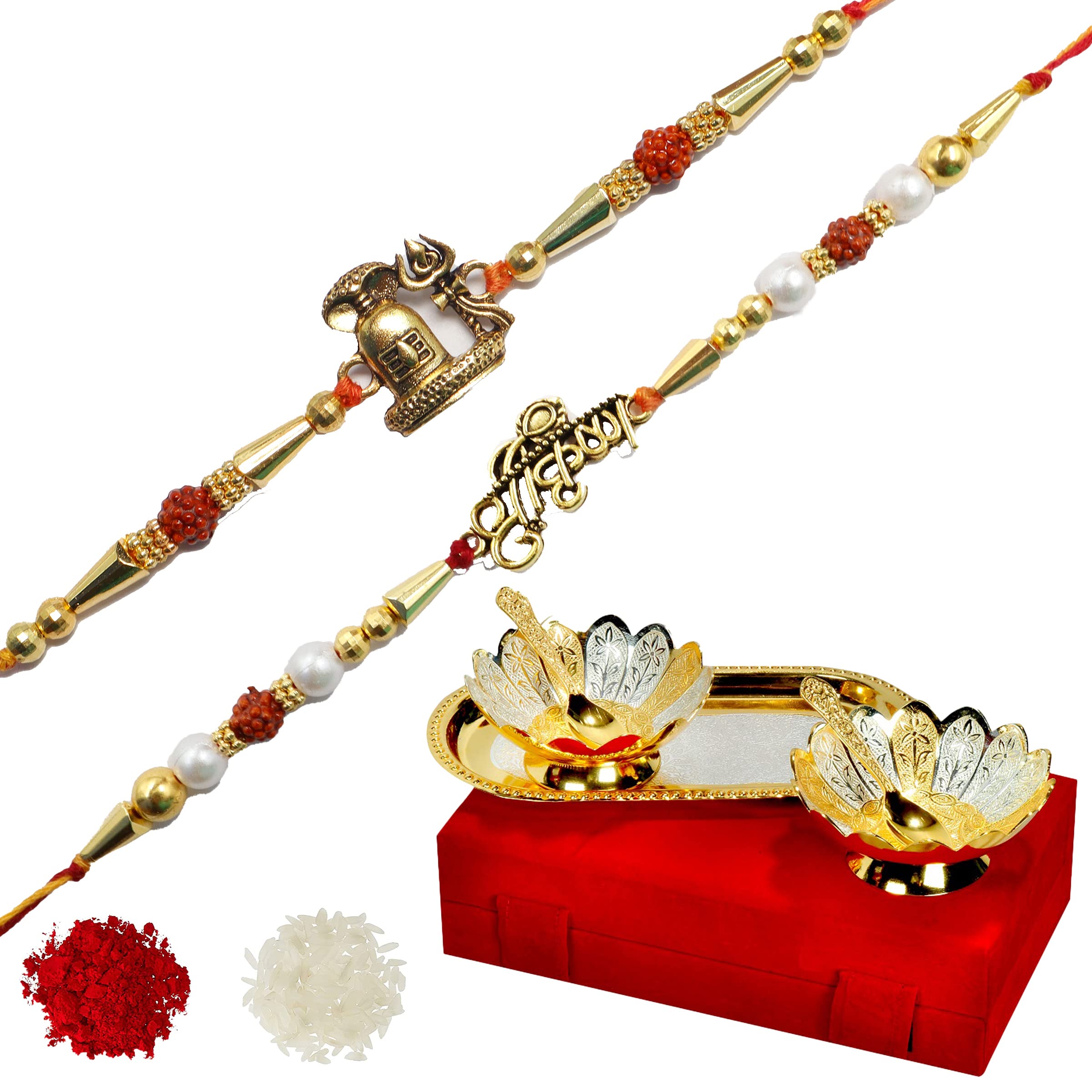 JAIPUR ACE Premium Rakhi Gift Brother | Rakhi For Brother With Gift Silver And Gold Plated Bowl Set | Metal Rakhi for Bro, Brother, Bhaiya, Bhai