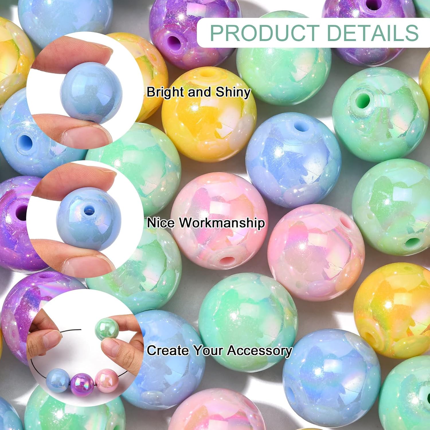 KitBeads 111pcs 20mm Random AB Color Round Acrylic Beads Bubblegum Chunky Beads Opaque Plastic Gumball Loose Beads for Jewelry Making Bulk - Image 3