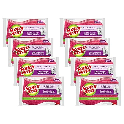 Scotch-Brite Gentle Clean Delicate Scrub Sponges, for Washing Dishes and Cleaning Kitchen, 24 Scrub Sponges