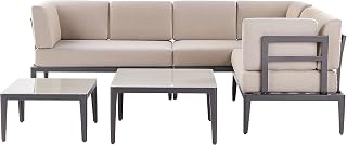 Beliani Modernes Outdoor-Lounge-Set Aluminium grau/beige für 6 Personen modern Rima III