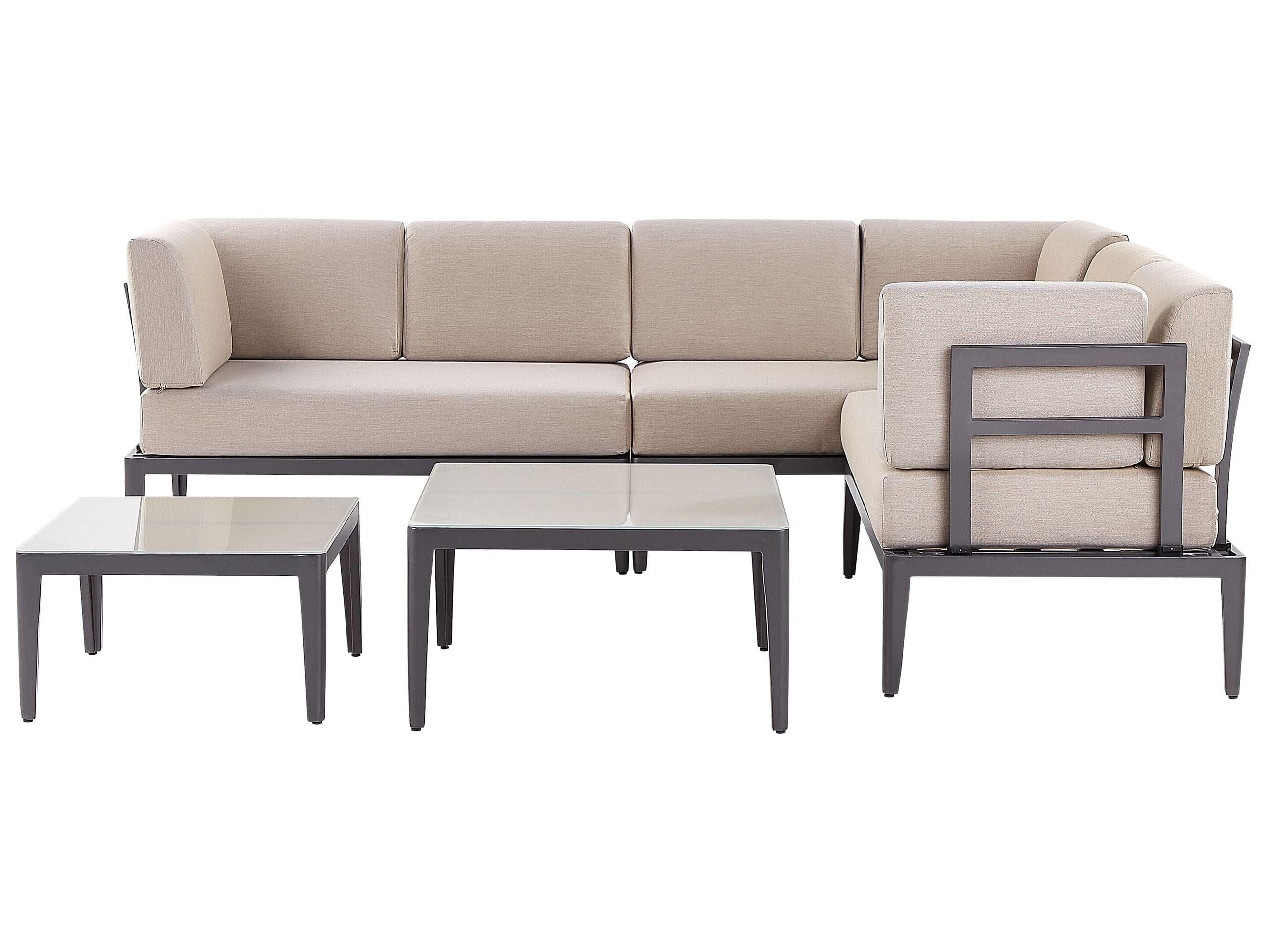 Beliani Outdoor-Lounge-Set Rima III | Outdoor-Lounge-Set aus Aluminium, grau/beige