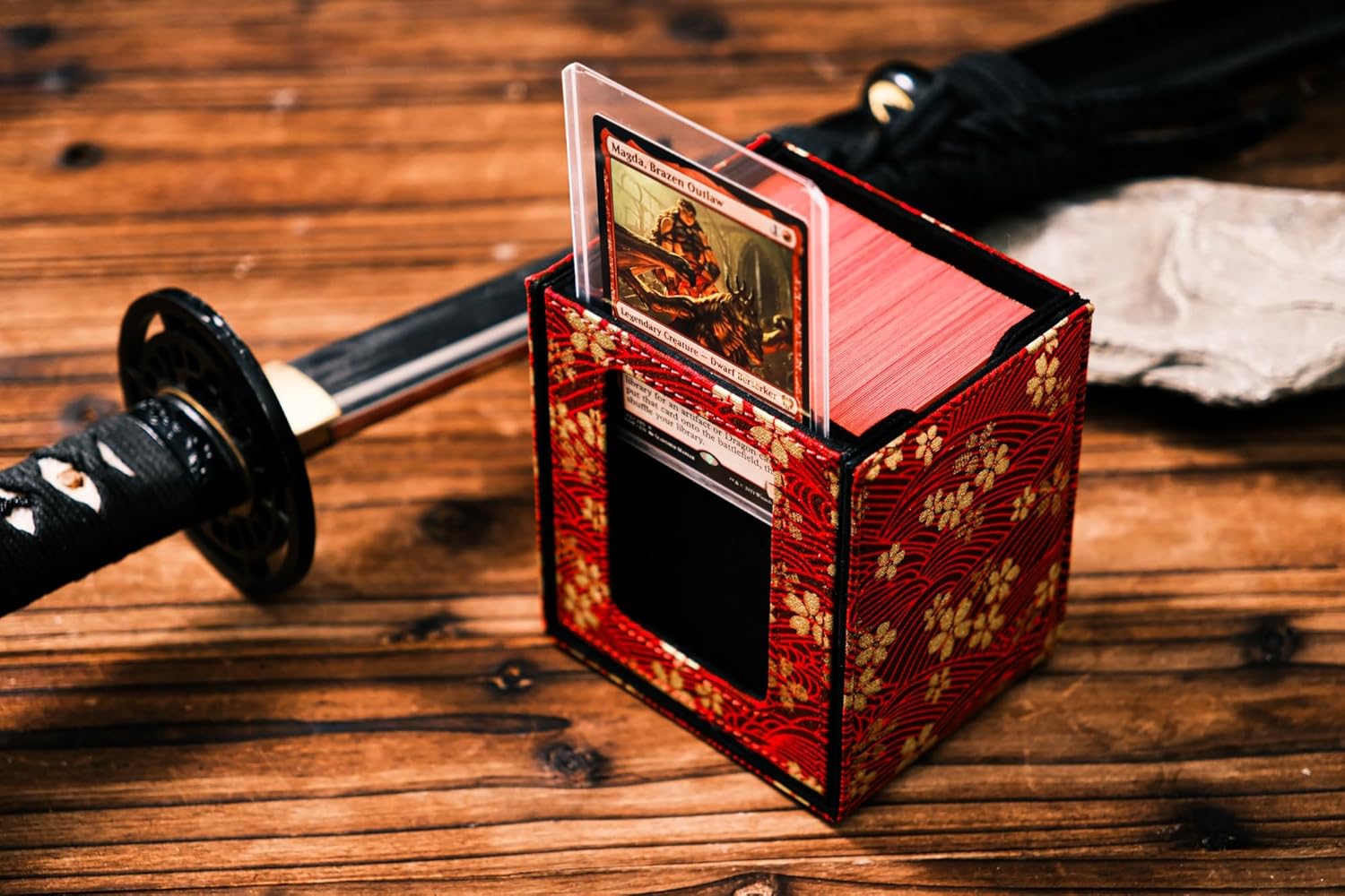 The Shogun Deckimono: a Kimono Deck Box for MTG Magic FaB EDH Commander YGO DND Spell Cards FaB PTCG TCG (Blood Blossoms)