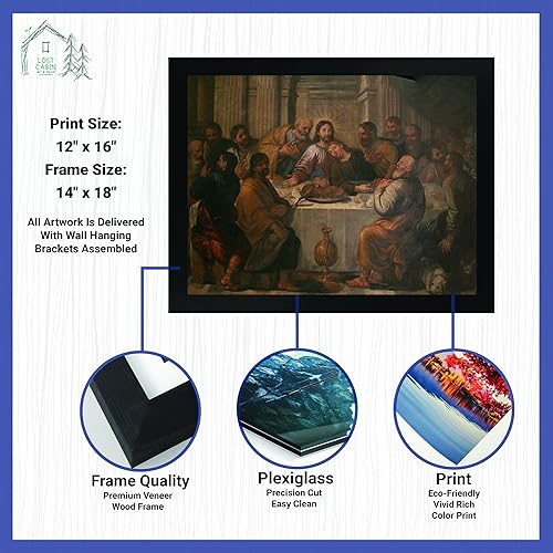 Miniatura 2 de Lost Cabin The Last Supper de Palma Vecchio  Impresión en marco biselado negro  Reproducción de pinturas de obras de arte finas  Póster decorativo