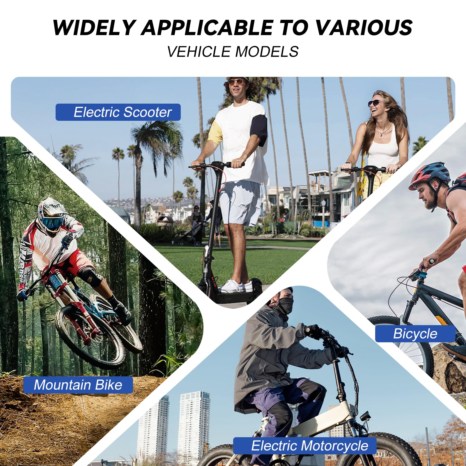Topyond Manopole Acceleratore per Bici Elettrica, 1 Paio 20X Maniglia Acceleratore Velocità Scooter con Connettore Impermeabile Acceleratore a Rotazione Completa per 22,2 mm