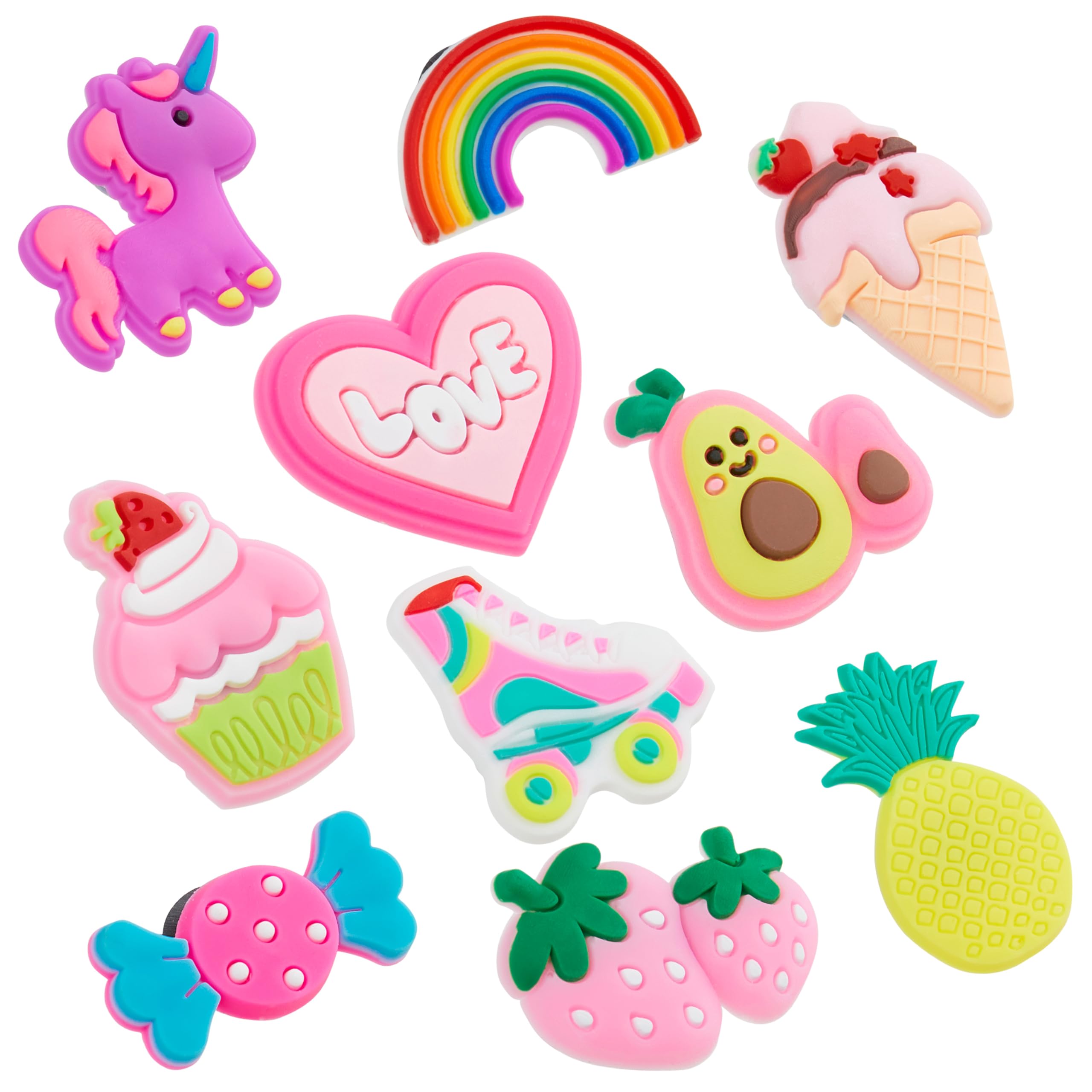 Shoe Charms for Clogs Pack of 10 Cute Rubber Fun Fashionable Shoe Decorations Selection Gifts for Girls