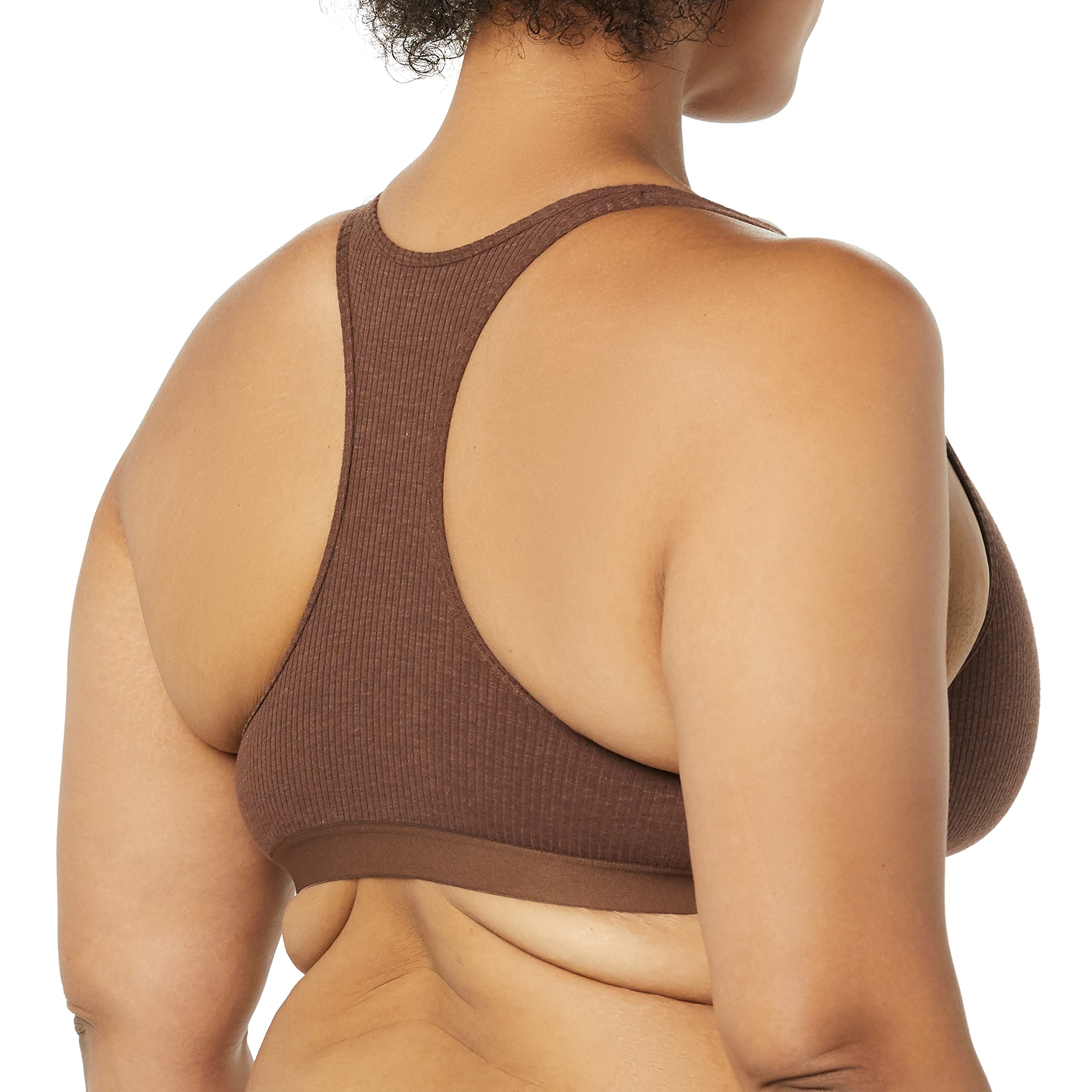 Amazon Essentials Bralette Sfoderata a Costine con Scollo Rotondo Lounge Donna, Pacco da 2