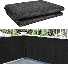 ALLOMN Balcony Privacy Screen, Windproof, Black, Weatherproof, Privacy Screen with Cable Ties, for Greenhouse, Garden, Fence and Balcony, 0.9 x 5 m
