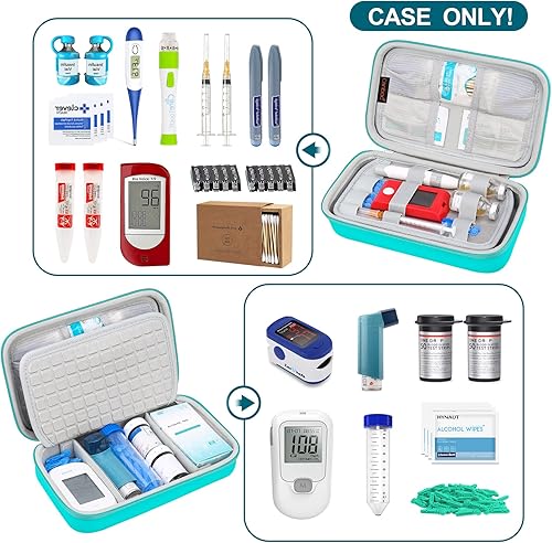 Miniatura 2 de Canboc Estuche de viaje para suministros para diabéticos, bolsa de transporte para medidor de glucosa, bolígrafos de insulina, tiras de prueba de