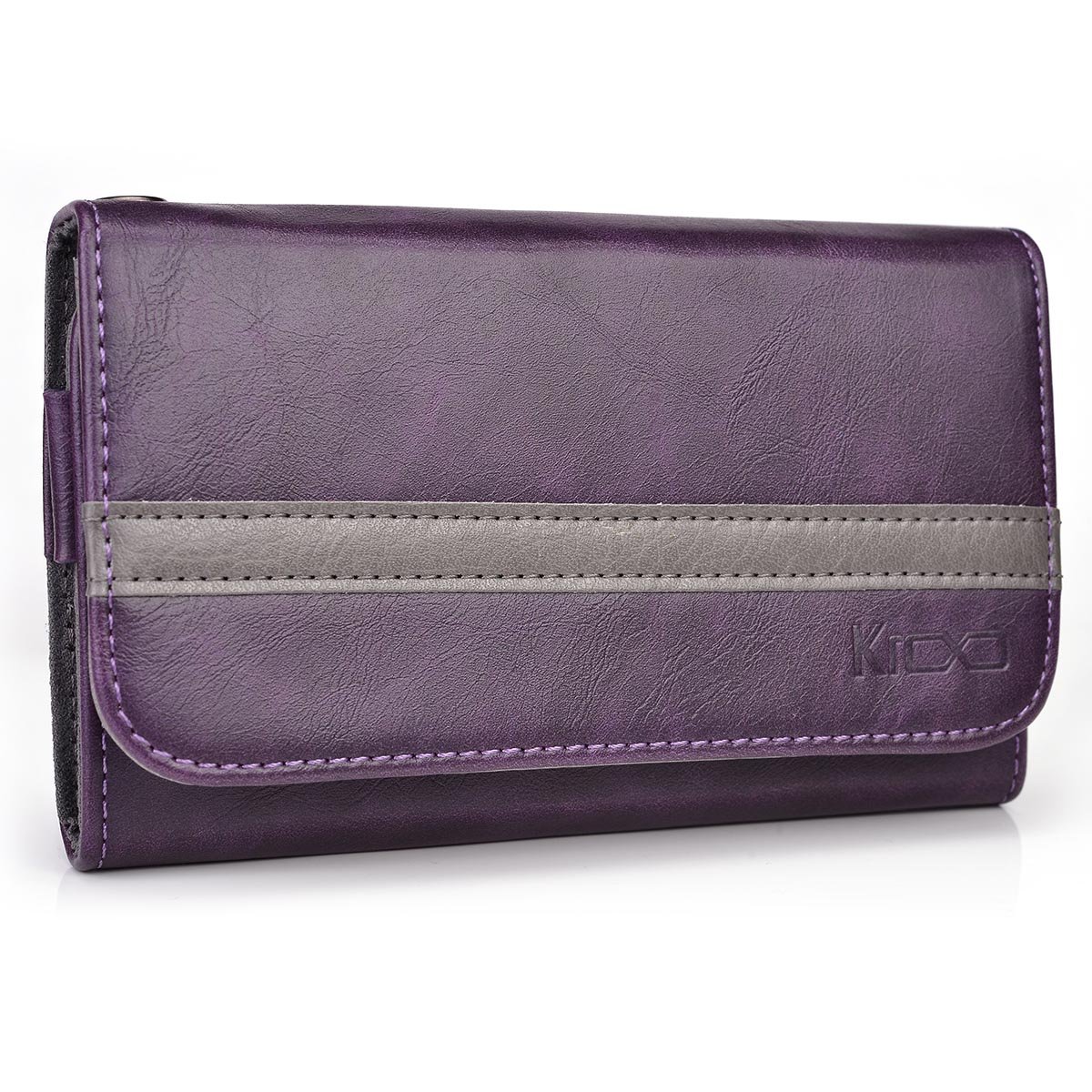 Kroo Men's Wallet Case Holster for Smartphone up to 5.1 Inch - Frustration-Free Packaging - Purple with Grey