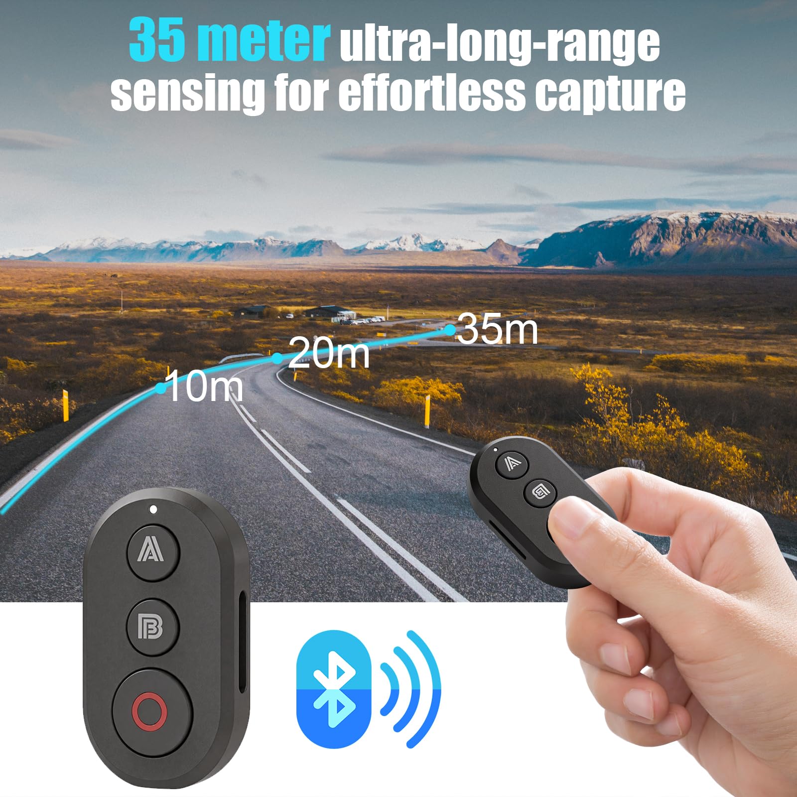 Télécommande Bluetooth pour DJI Action 6/5 Pro/4/Osmo 360, portée de 35 m, Télécommande sans Fil pour caméras d'action, Remote Bluetooth Rechargeable, Suivi précis des mouvements