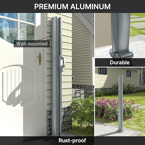 Miniatura 3 de Toldo lateral retráctil de aluminio de 138 x 71 pulgadas para patio, divisor de privacidad, resistente al agua y a los rayos UV, pantalla de