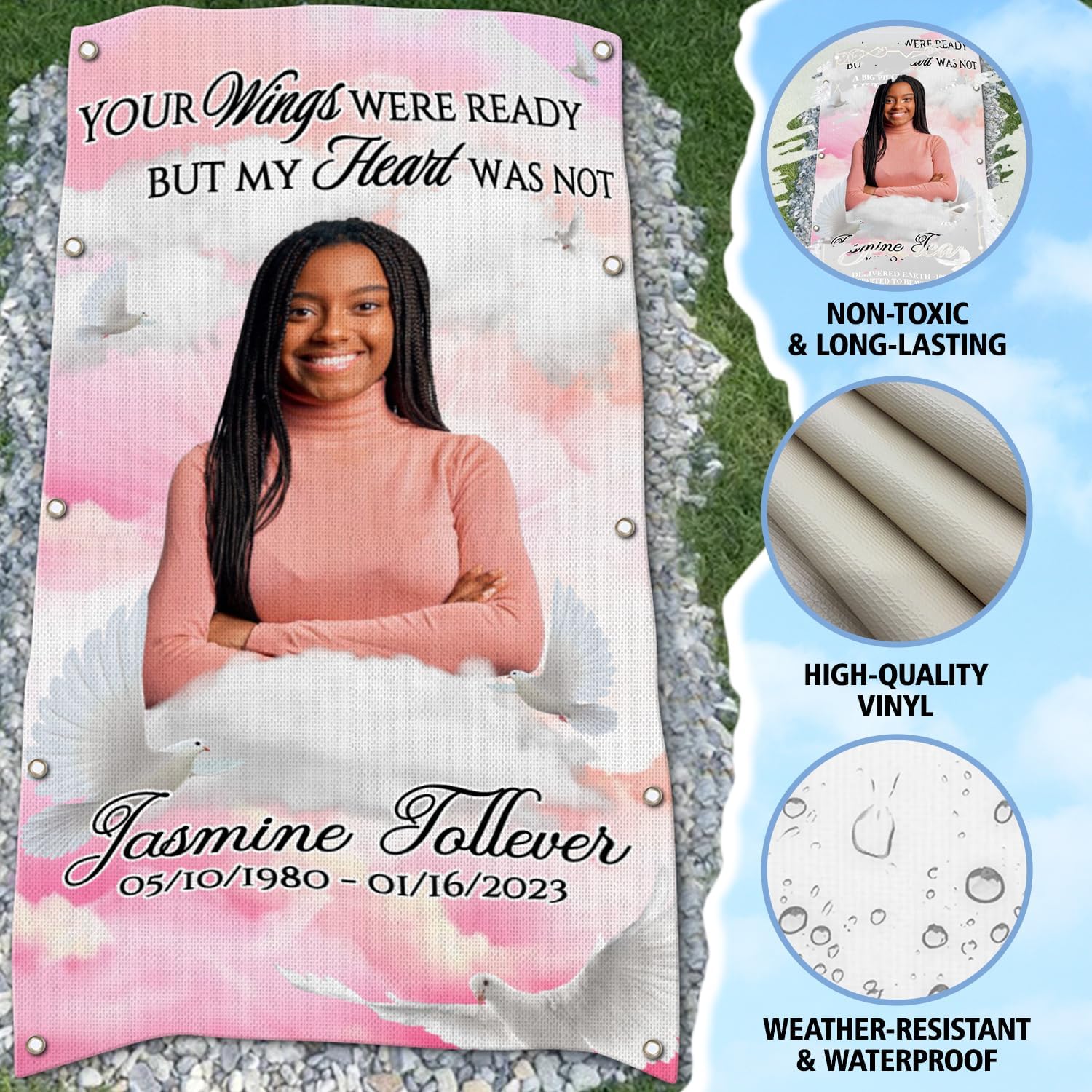 Custom Memorial Photo Blanket - Personalized Heaven Remembrance Memory Blanket - 3x6 Ft Fleece, For Loved Ones - B16