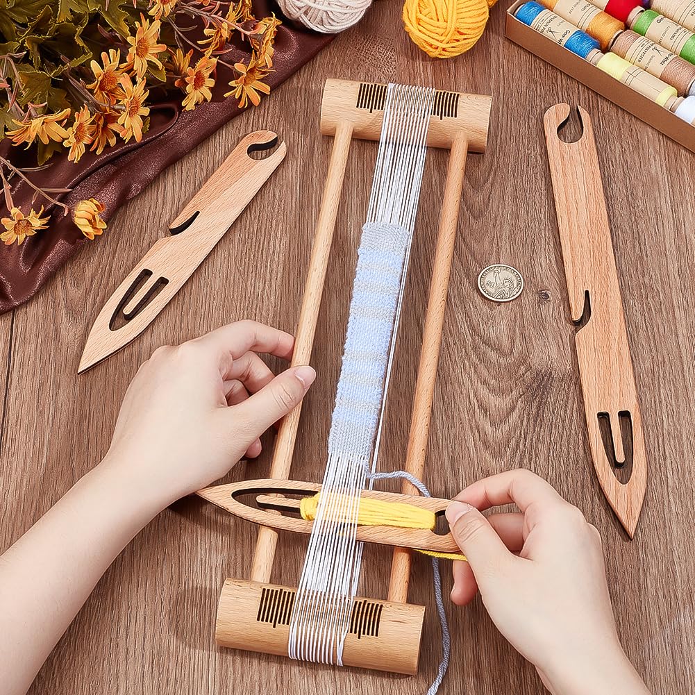BENECREAT 3 piezas de barcos tejedores de madera de haya, telar de punto, lanzaderas, telar de punto, herramientas para tapices, manualidades y accesorios de tejido puntiagudo