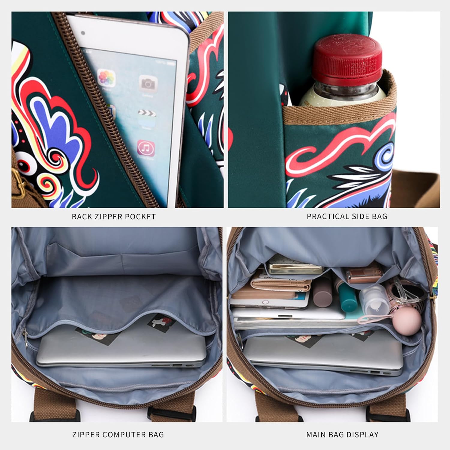 Viriber Backpack,Casual Backpack Bookbag Laptop Backpack for College Work Office Business，Travel Bag for Men & Women（Green） - Image 4