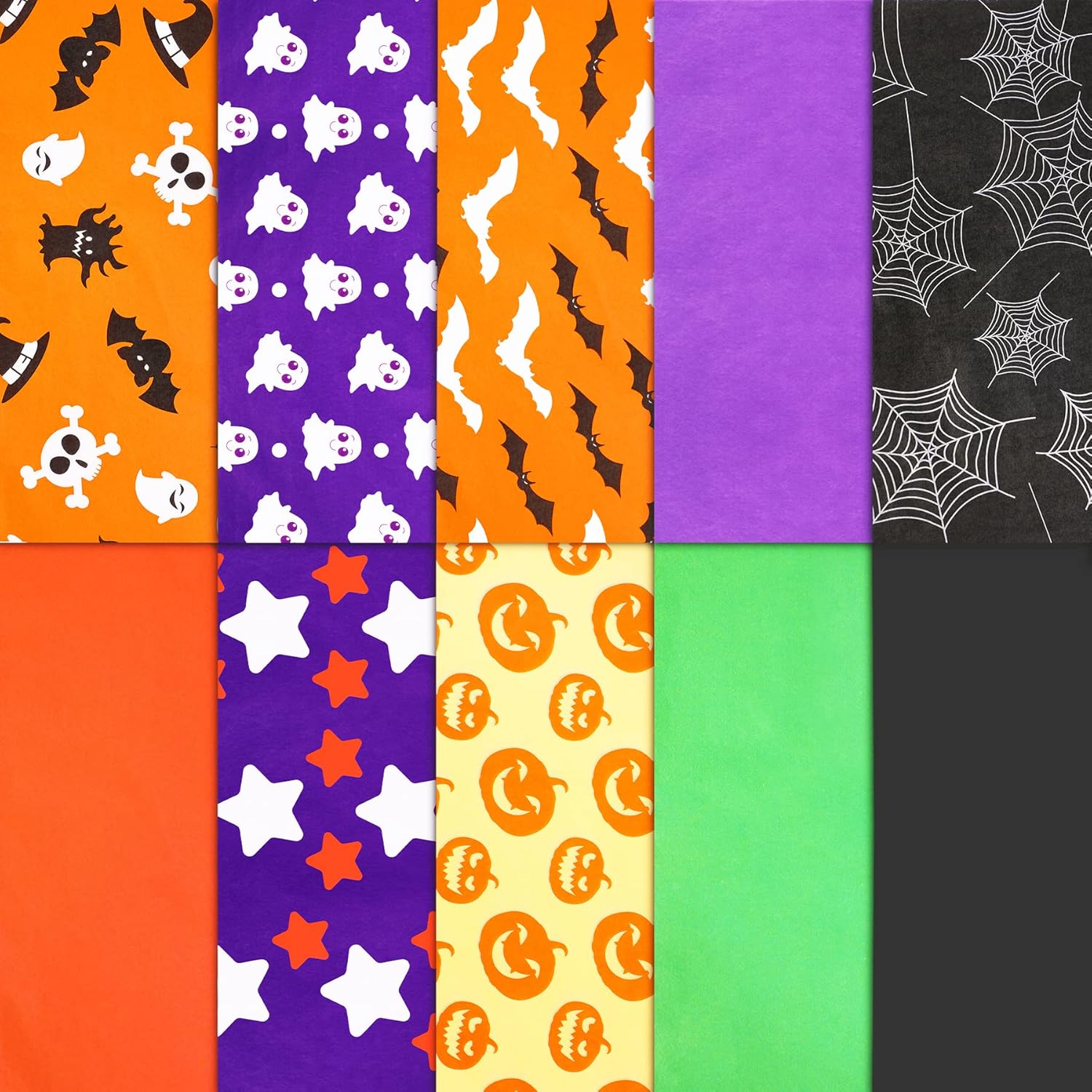100 Sheets Halloween Tissue Paper Black Orange Bulk Gift Wrapping Paper