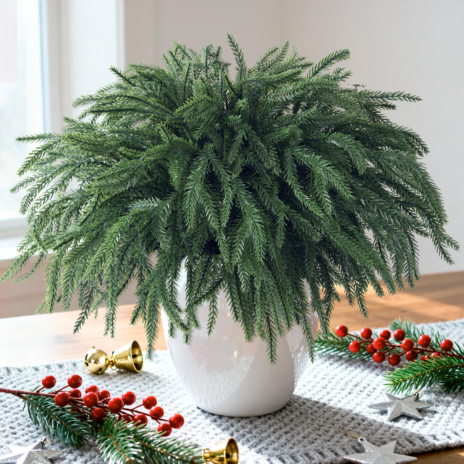 Hommyea 10-Piece Real Touch Norfolk Pine Stems
