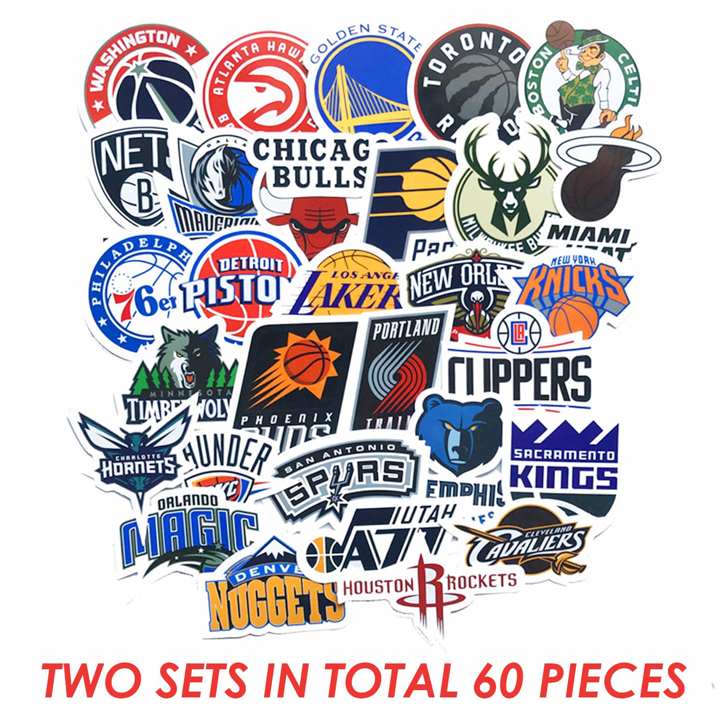 60 Autocollants NBA, Décoration D'Autocollants De Basket-Ball Sportif, Autocollants De Décoration De Tasse À Bagages Bricolage, Cadeaux D'Autocollants De Basket-Ball