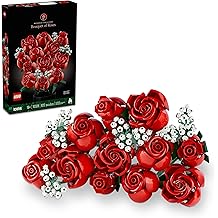 LEGO Botanicals Bouquet of Roses Artificial Flowers - Fake Red Roses Building Set for Adults, Ages 18+ - Gifts for Valentines Day for Her - Home Decor for Table Display - 10328