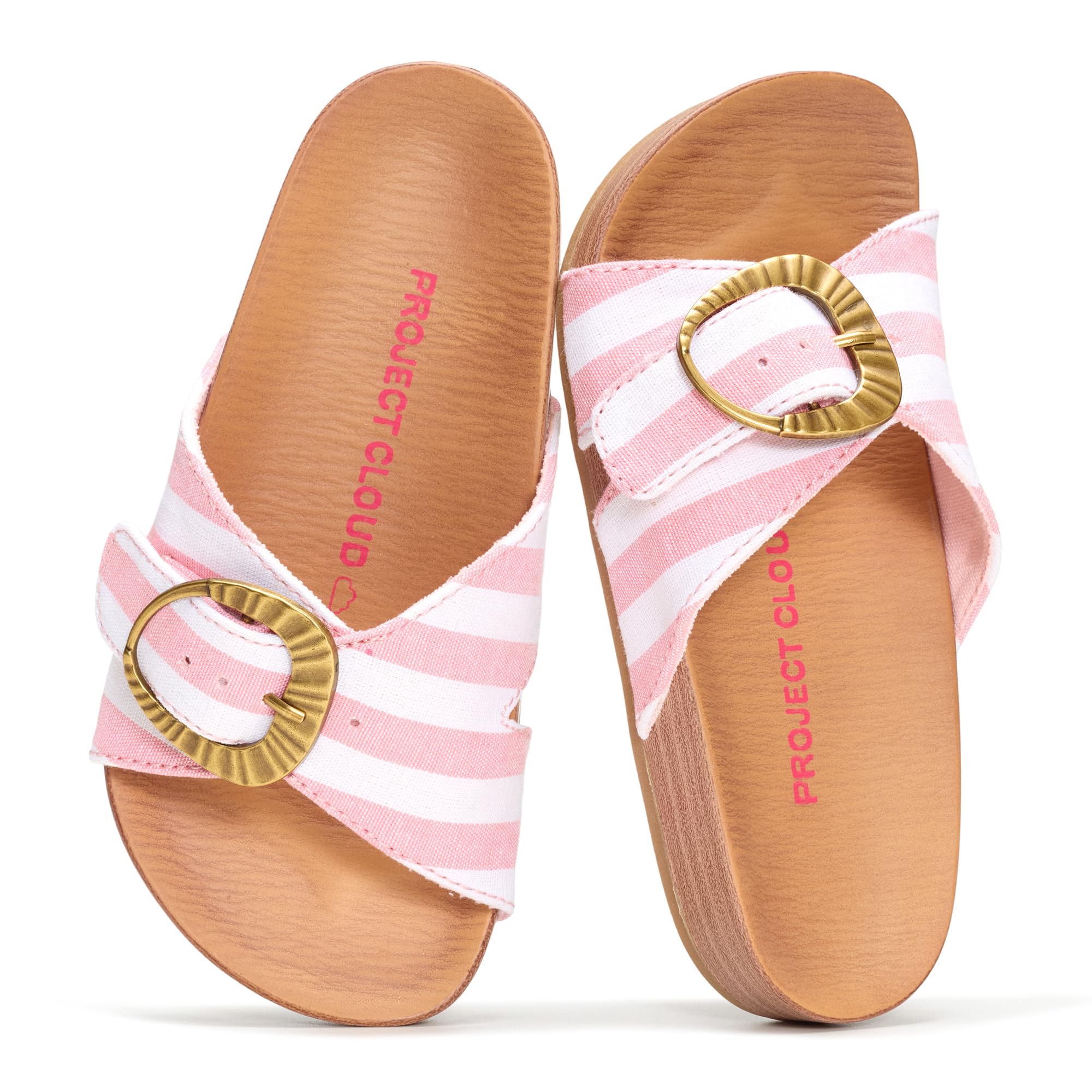 Project Cloud Girls Sandals - Adjustable Buckle Toddler Slides with Plush and Soft Insole Kids Sandals - Non-Slip and Lightweight Slides for Kids (Beaming Kids) — view 6