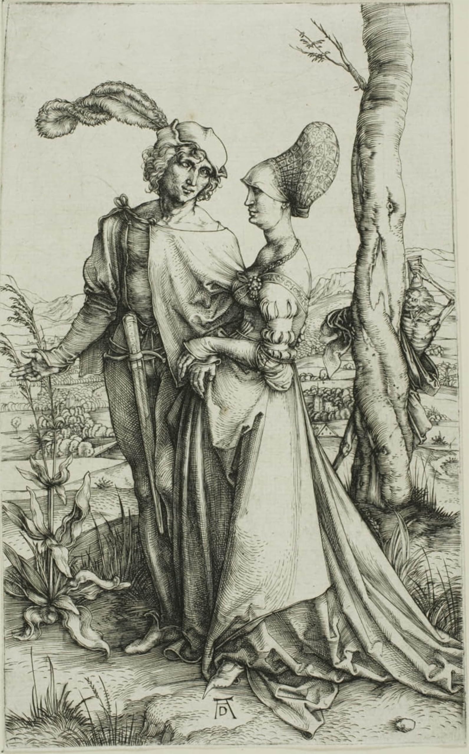 Lienzo Giovane coppia minacciata di morte Dürer cuadro alta definición 60x90 5