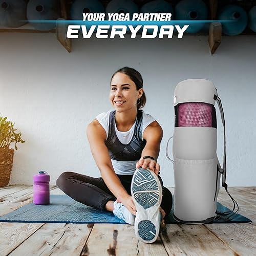 Miniatura 7 de MAGNILAY Bolsa para esterilla de yoga, para mujeres y hombres, bolsa de yoga con bolsillos y correa ajustable, soporte para esterilla de yoga, se