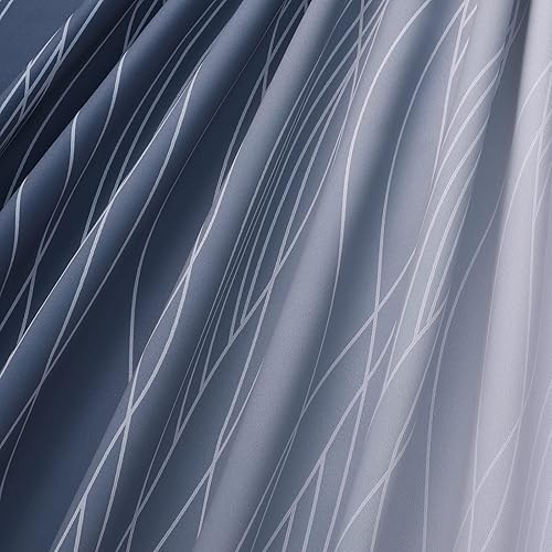 Miniatura 9 de Estelar Textiler Cortinas opacas azul marino y blanco de 96 pulgadas de largo, cortinas de oscurecimiento de habitación con bolsillo para cortinero,