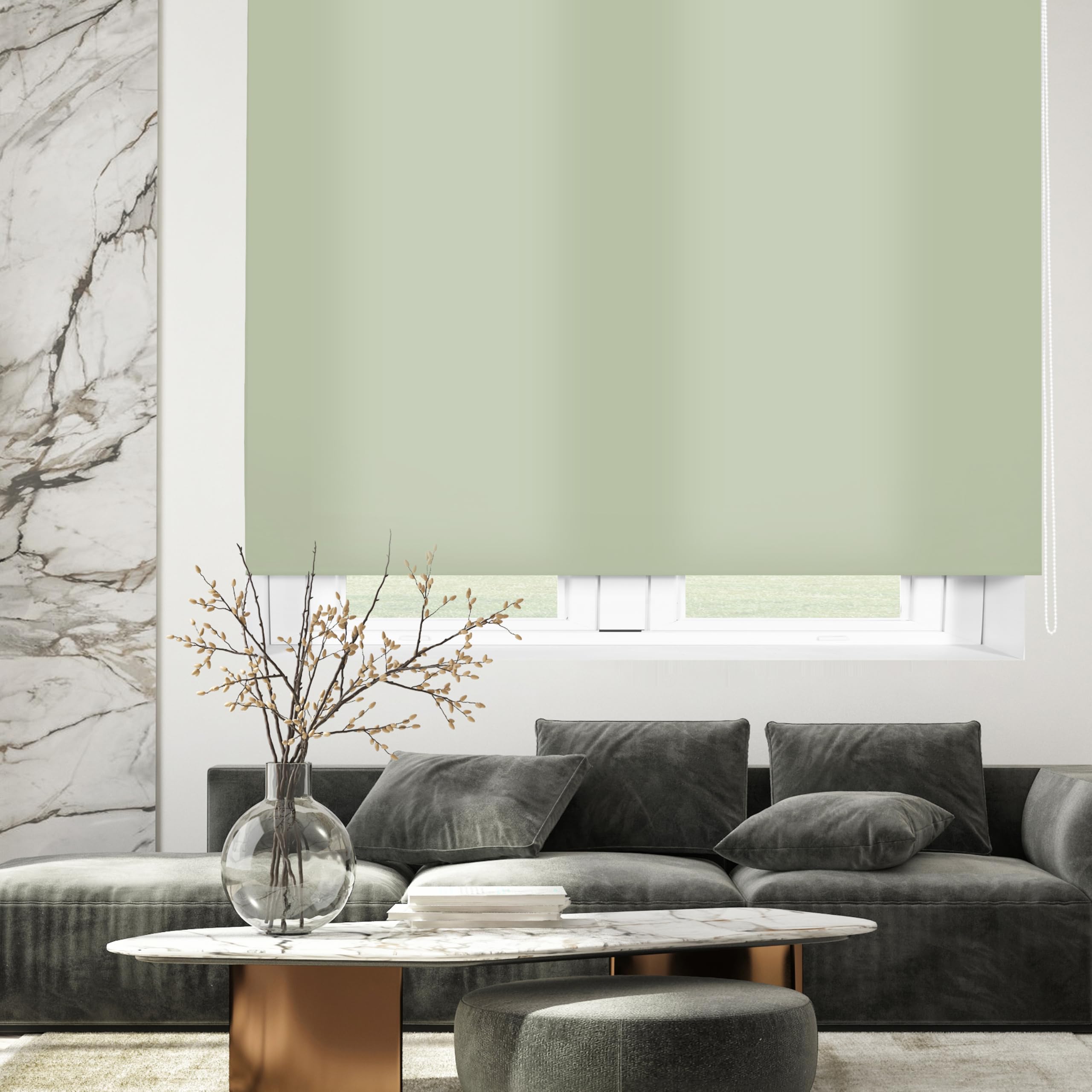 Blindecor Ara | Lichtdurchlässiges Rollo | Pastelgrün | 80 x 175 cm (BxH) | Stoffgröße 77 x 170 cm | Rollos für fenster