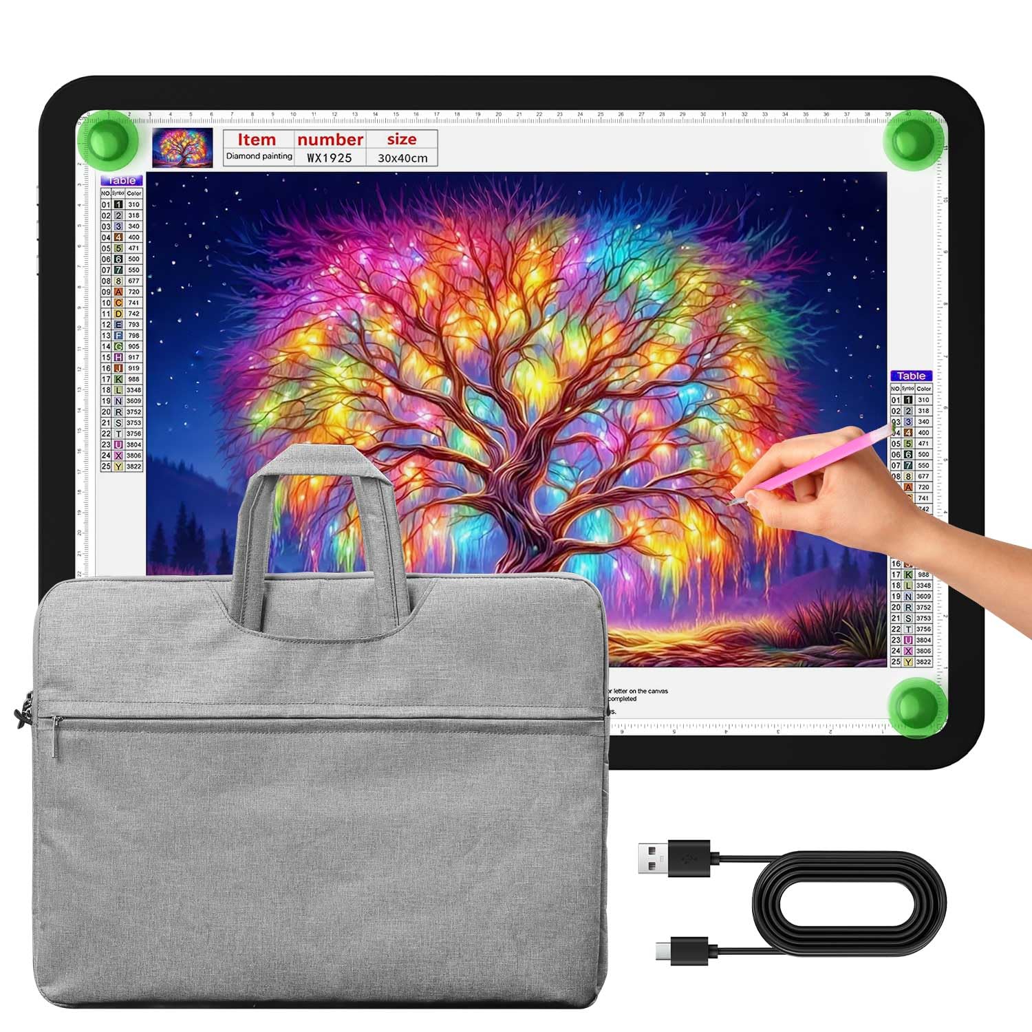 Zocelight A3 Light Pad with Bag, 16.77×13.35inchs Light Board, 6000 Lux Super Bright Light Box for Tracing, Side Button Design, Magnet Light Table for Diamond Painting,Sketching,Weeding Vinyl(Black)