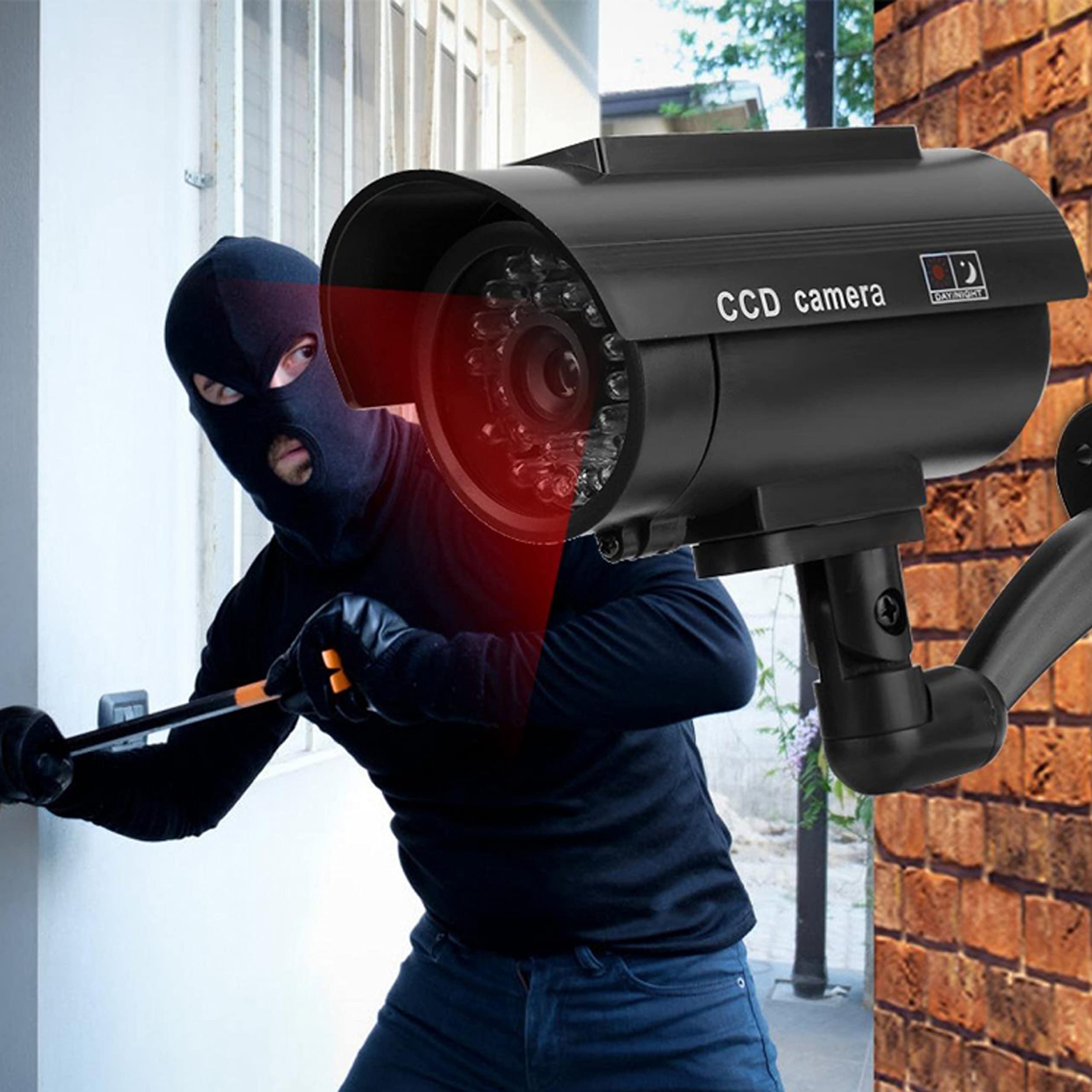 Retoo Cámara Falsa Solar con LED, Imitación Realista de CCTV, Resistente al Clima, Instalación Fácil en Interior y Exterior