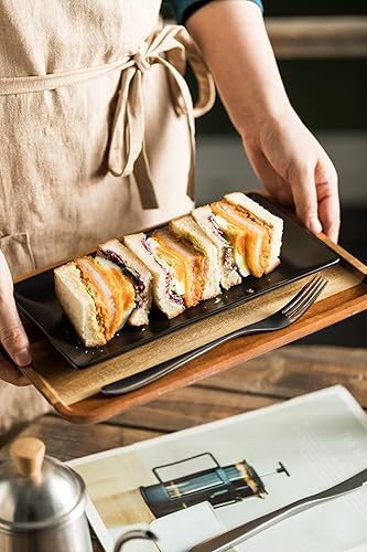 Miniatura 7 de YHOSSEUN Juego de 4 platos rectangulares de porcelana para servir Patry, aptos para horno de entretenimiento, 9.8 pulgadas, negro mate