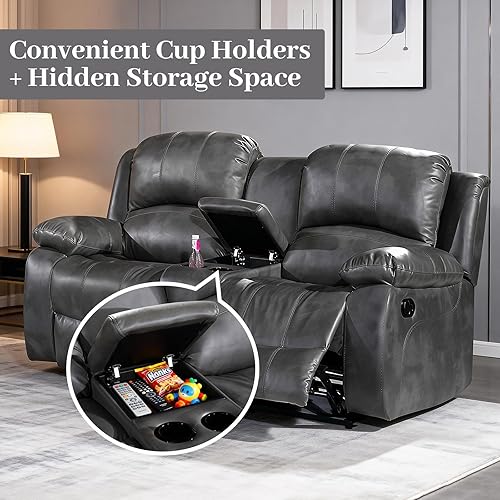 Miniatura 107 de Betsy Furniture 8018 - Juego de sillón reclinable de cuero reconstituido, para sala, sofá reclinable, sofá de dos piezas y sillón de cuero