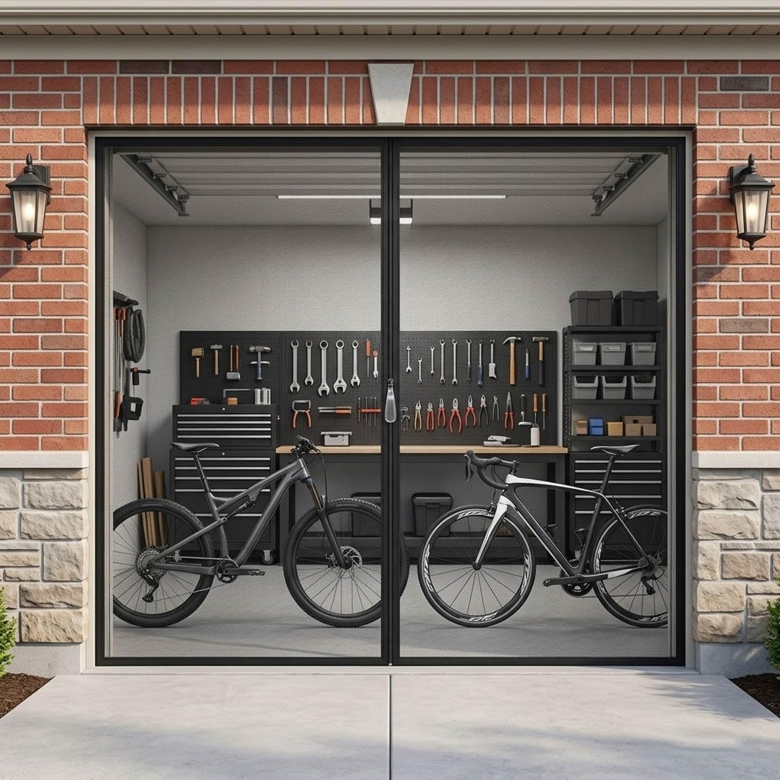 Voirda Black Garage Door Screen 215X245cm-558X248cm, Magnetic Heavy Duty Fly Net For 1 Car Garage, Hands Free Anti Mosquito Screen Mesh With Weighted Bottom, Easy Assembly Mesh For Balcony(,558X248cm(Wxh))