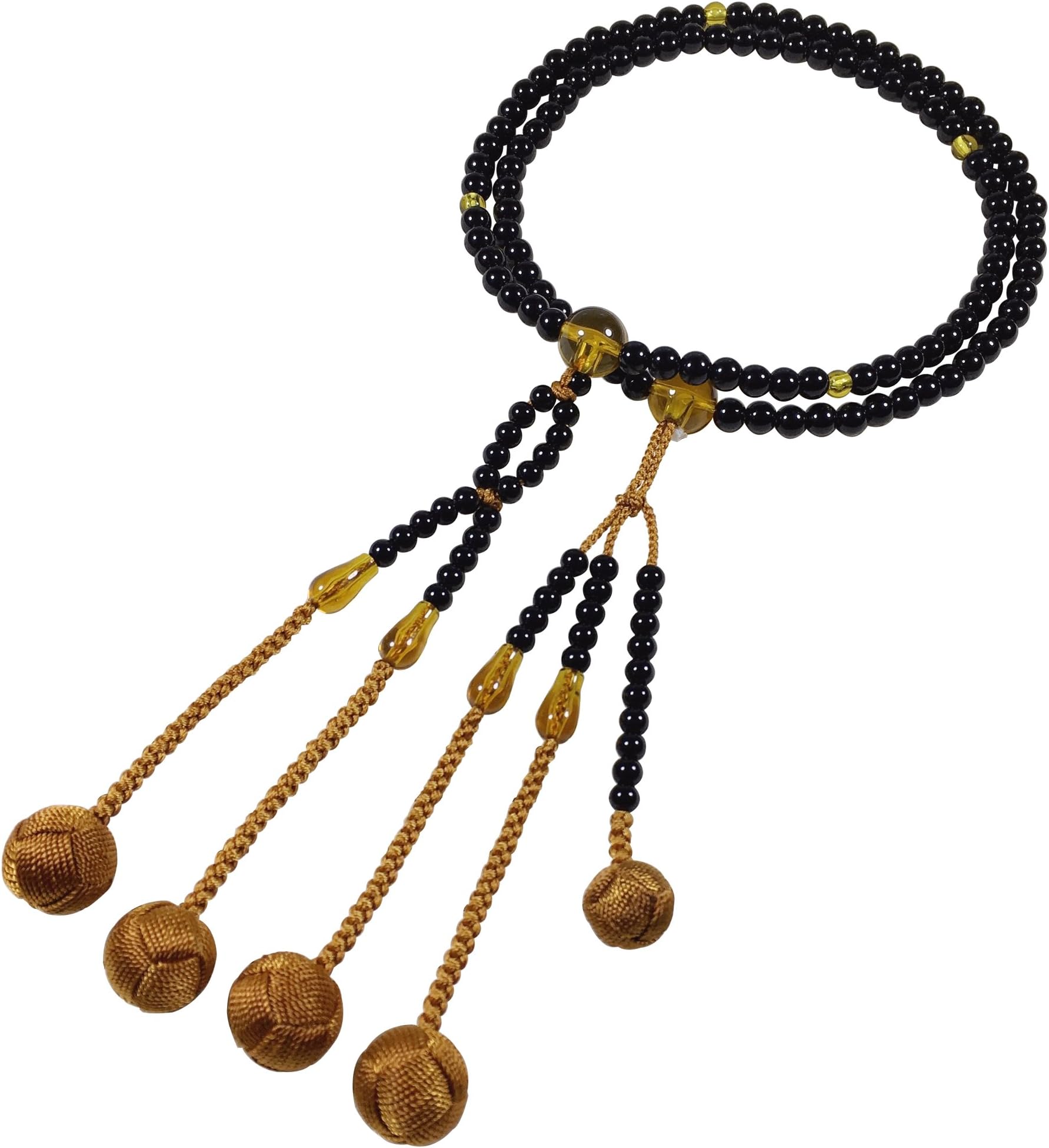 UMT Buddhist Prayer Beads Nichiren juzu Senior Plastic Agate PC Amber and Golden Brown Woven Balls