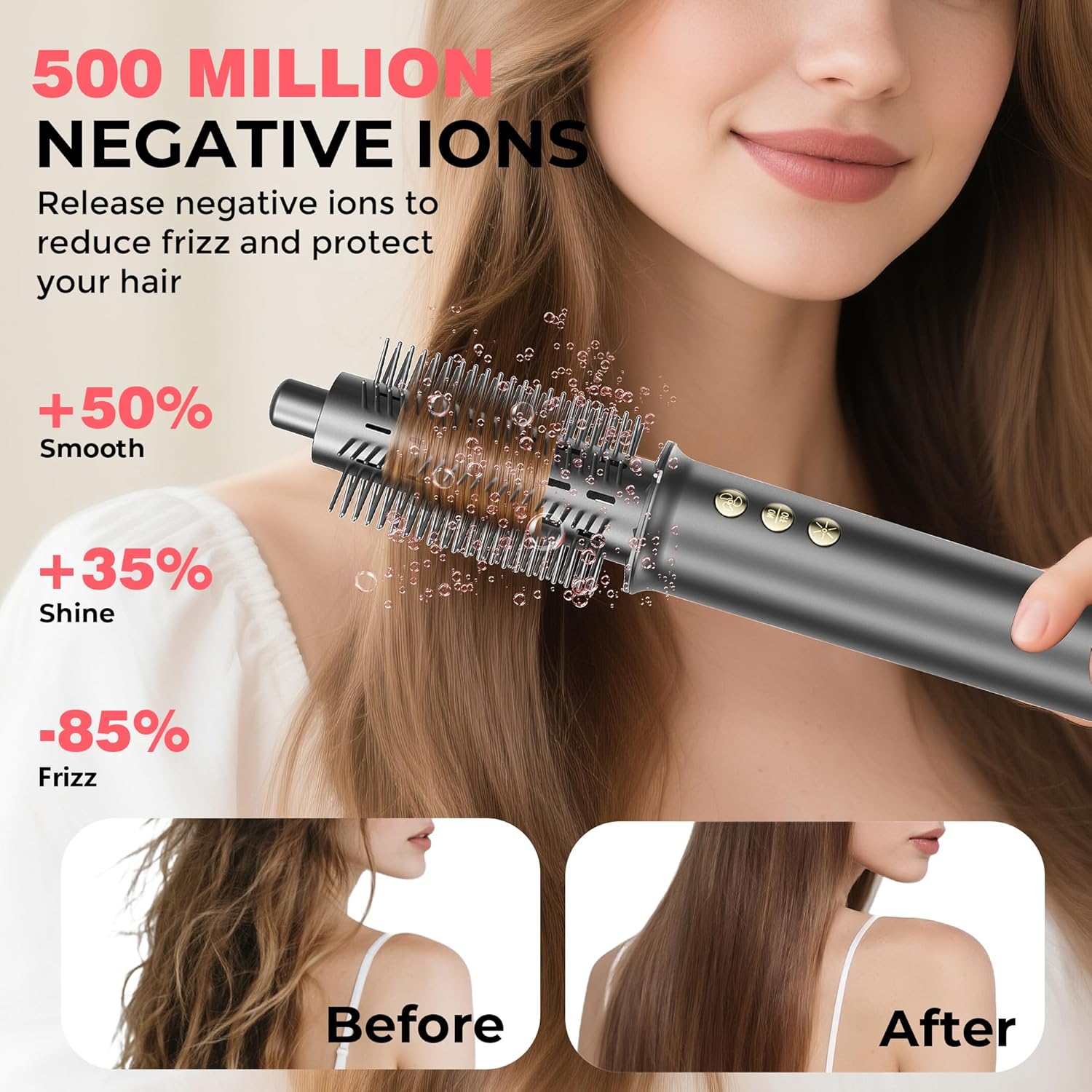 5 in 1 Hair Styler&Hair Dryer Brush,High-Speed Frizz-Free Blow Dryer,Ionic Fast Drying Hot Air Brush Air Styler Wrap, Auto Wrap Curler, Multi Styler Tools-Curl,Volumize, Straighten,Ideal Gift