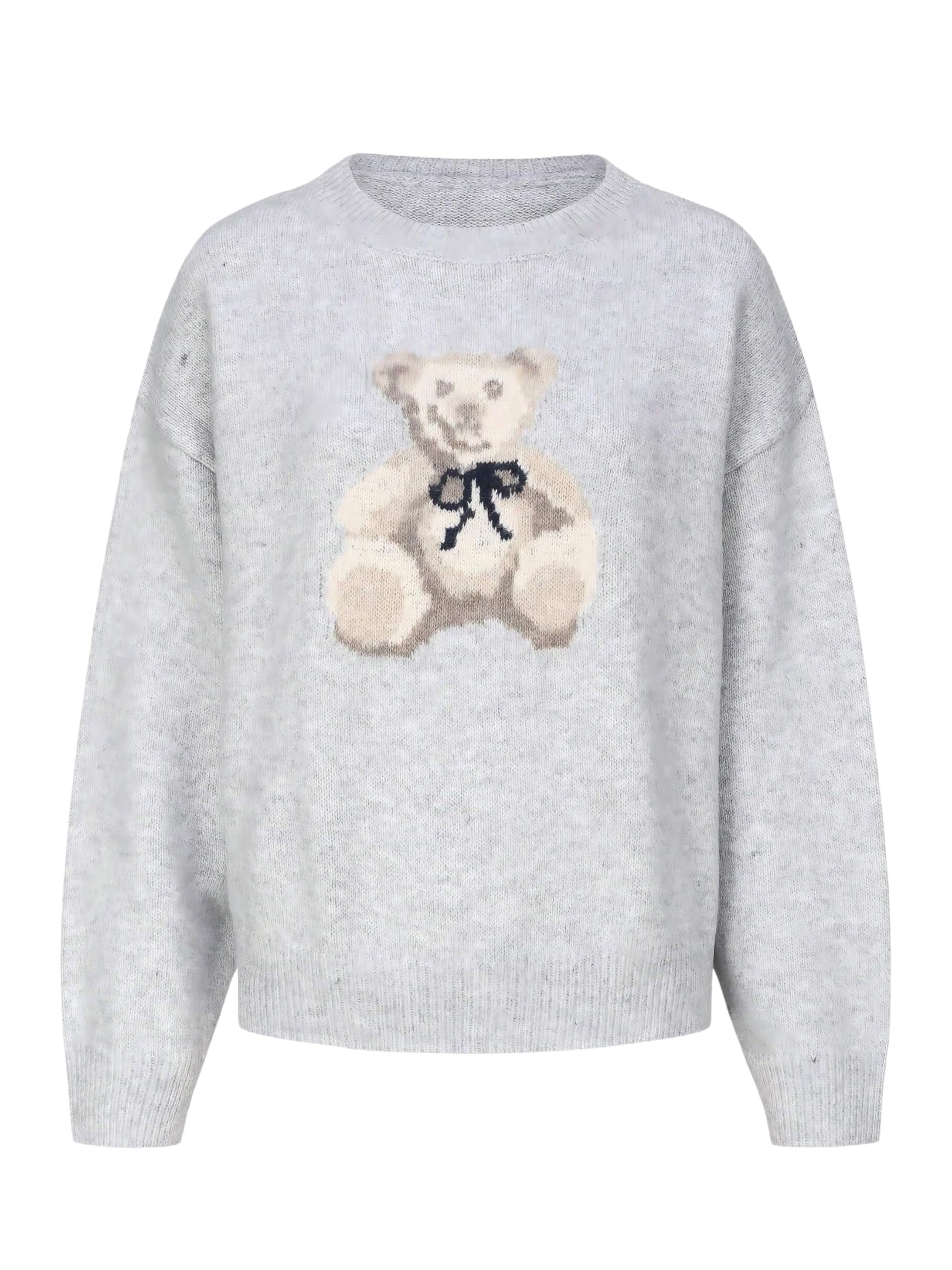 GORGLITTER Womens Cute Bear Graphic Sweater Oversized Cozy Long Sleeve Crew Neck Knit Fall Sweaters Trendy 2025