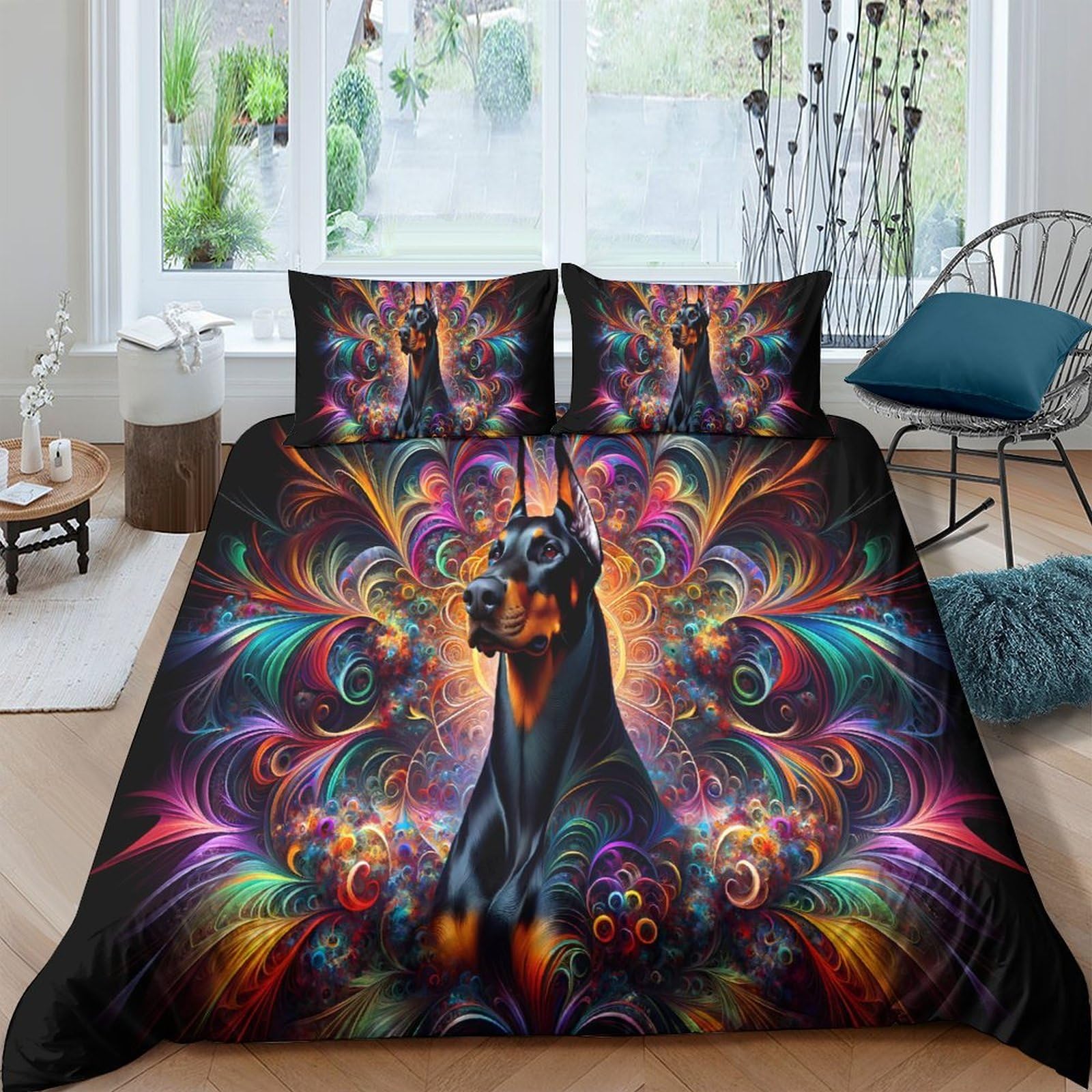 Ctjqhvkz Style-10 3D Printed Fantasy Wolf Fitted Sheet Microfiber Soft Colorful Abstract Mattress Cover For Bedroom Guest Room Decor Single（135X200cm）
