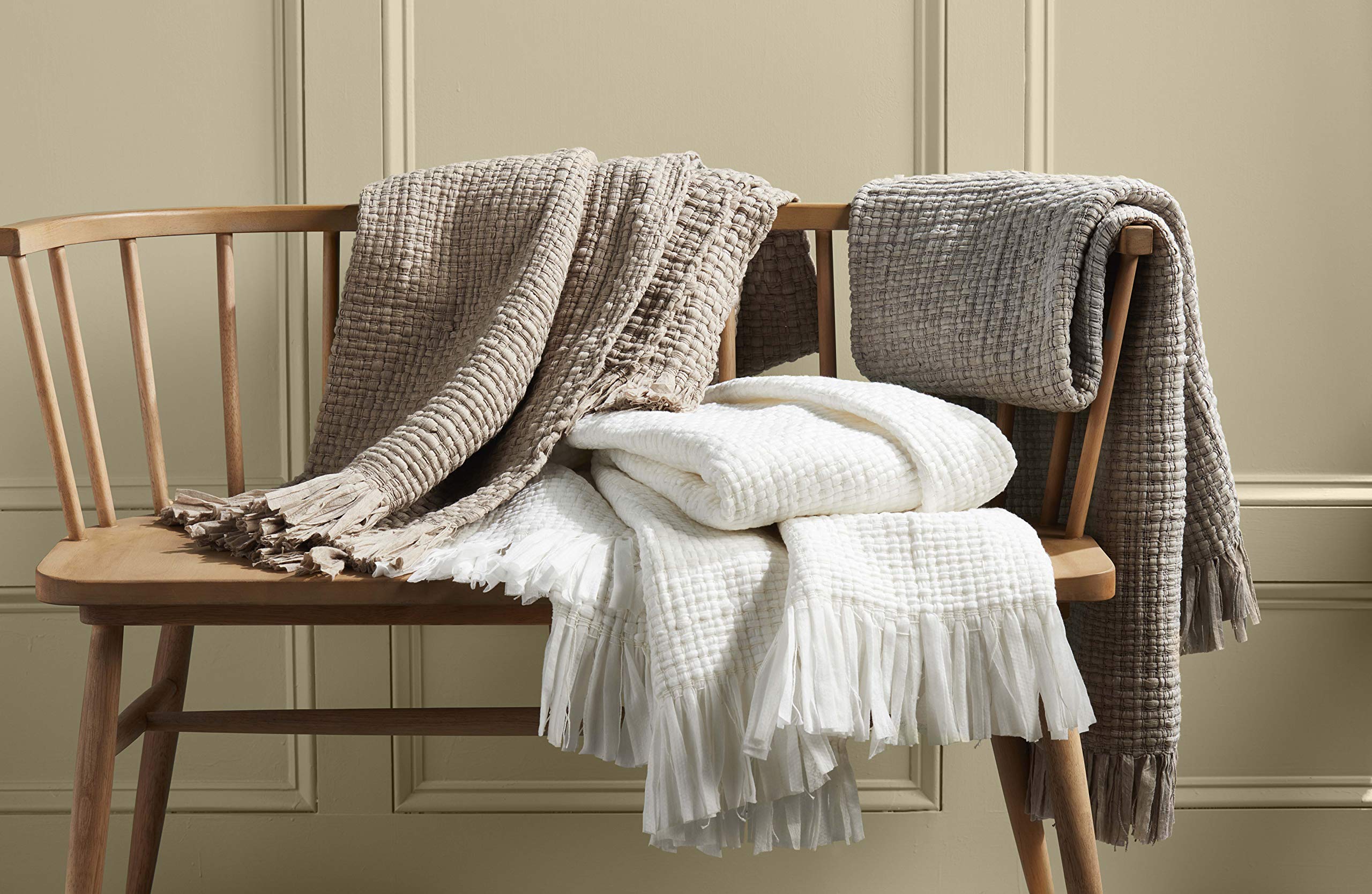 Amazon.co.jp: グレーフリンジブランケット : Home & Kitchen