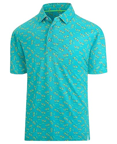 Hodaweisolp Golf Shirts for Men Dry Fit Print Moisture Wicking