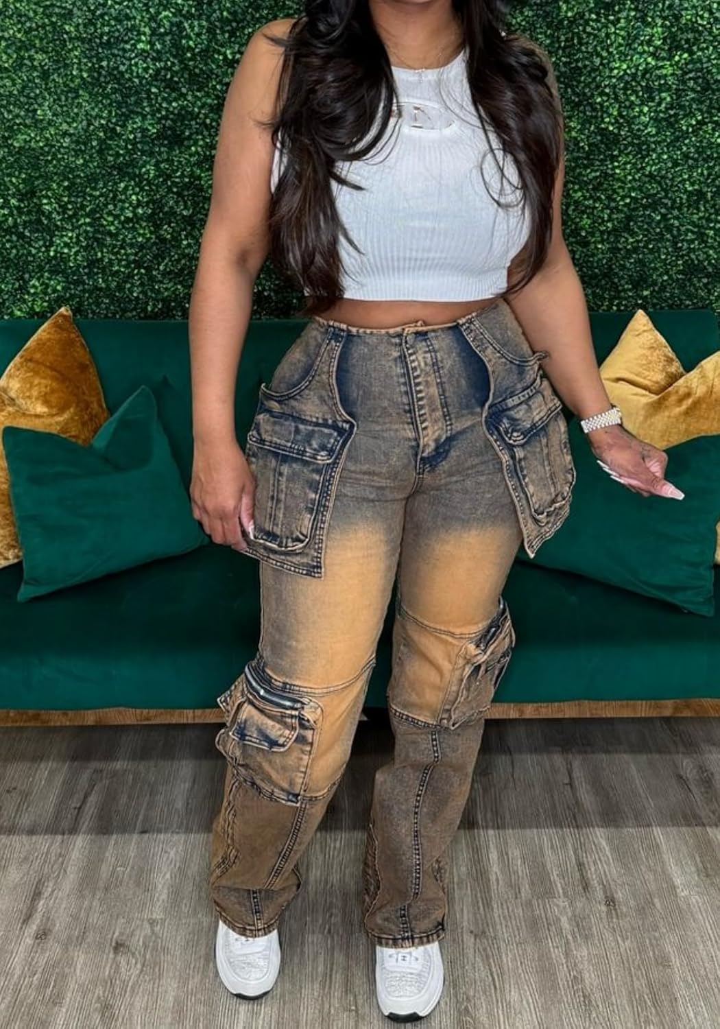 Women's Stretch Cargo Jeans with Multi Pockets, Novelty Fashion Y2K Denim Pants - Image 2