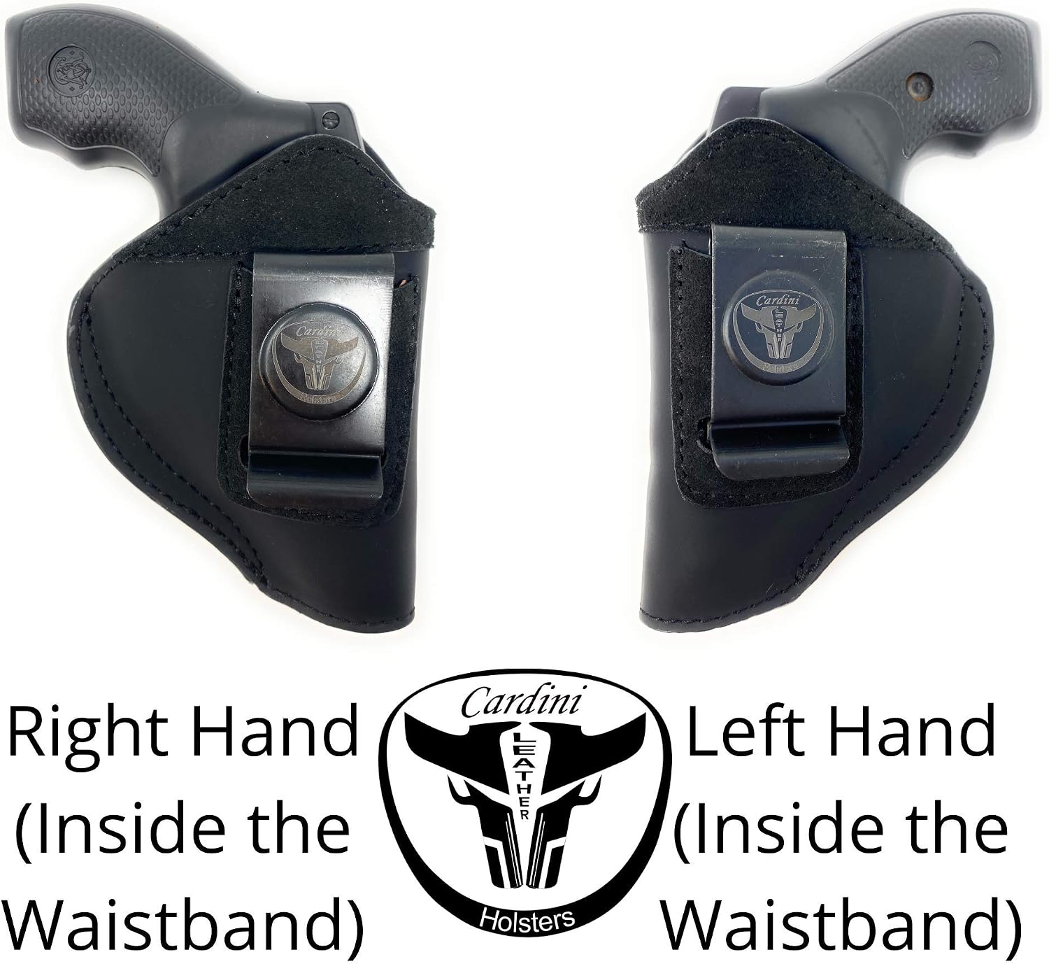 Cardini Leather Premium IWB Holster for 5-Shot Revolvers, S&W J Frame, Taurus 605, 642 Airweight, 38 Special