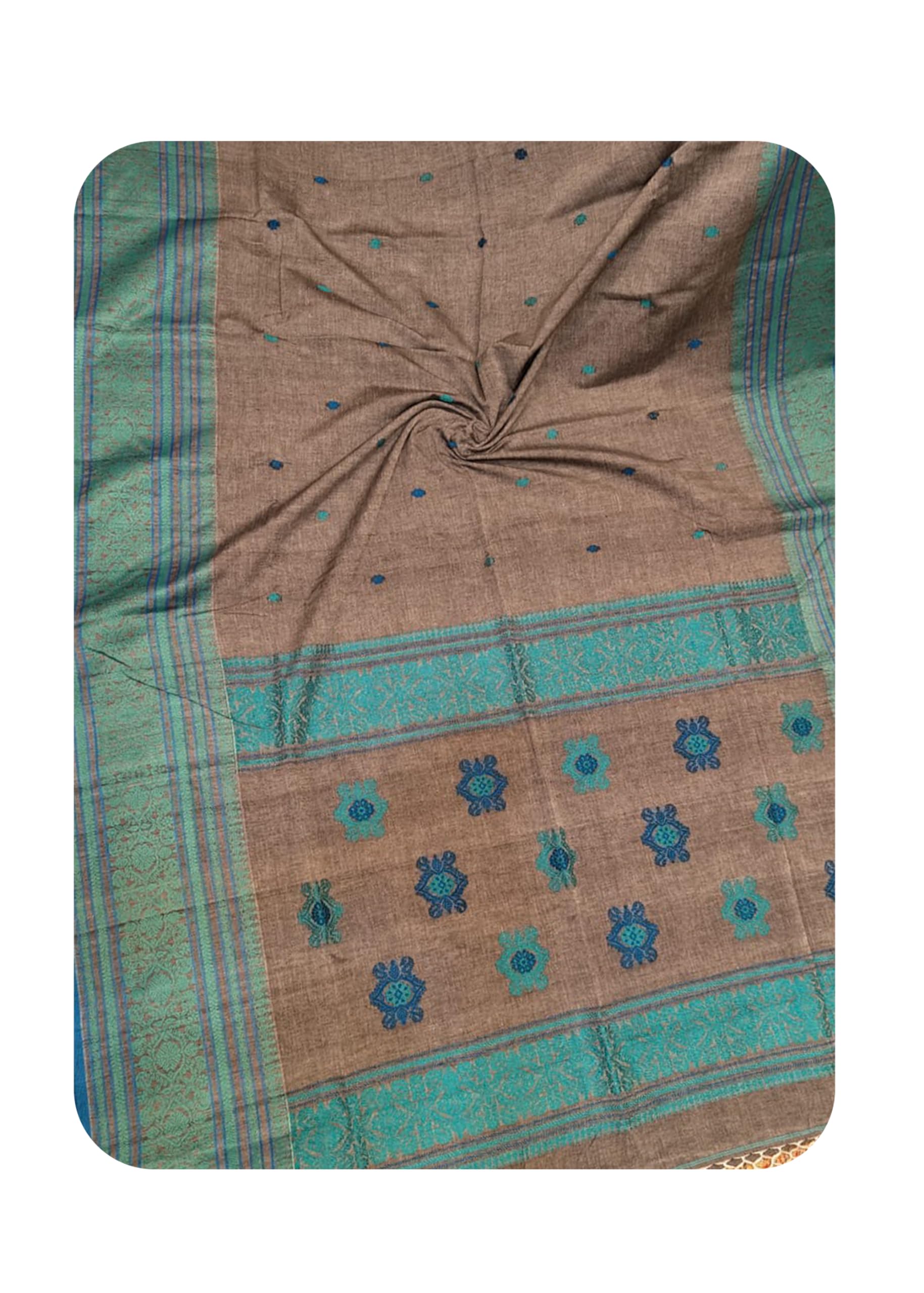 Indian Hand Saree Authentic Handloom Khadi Jamdani Muslim Sari 944h
