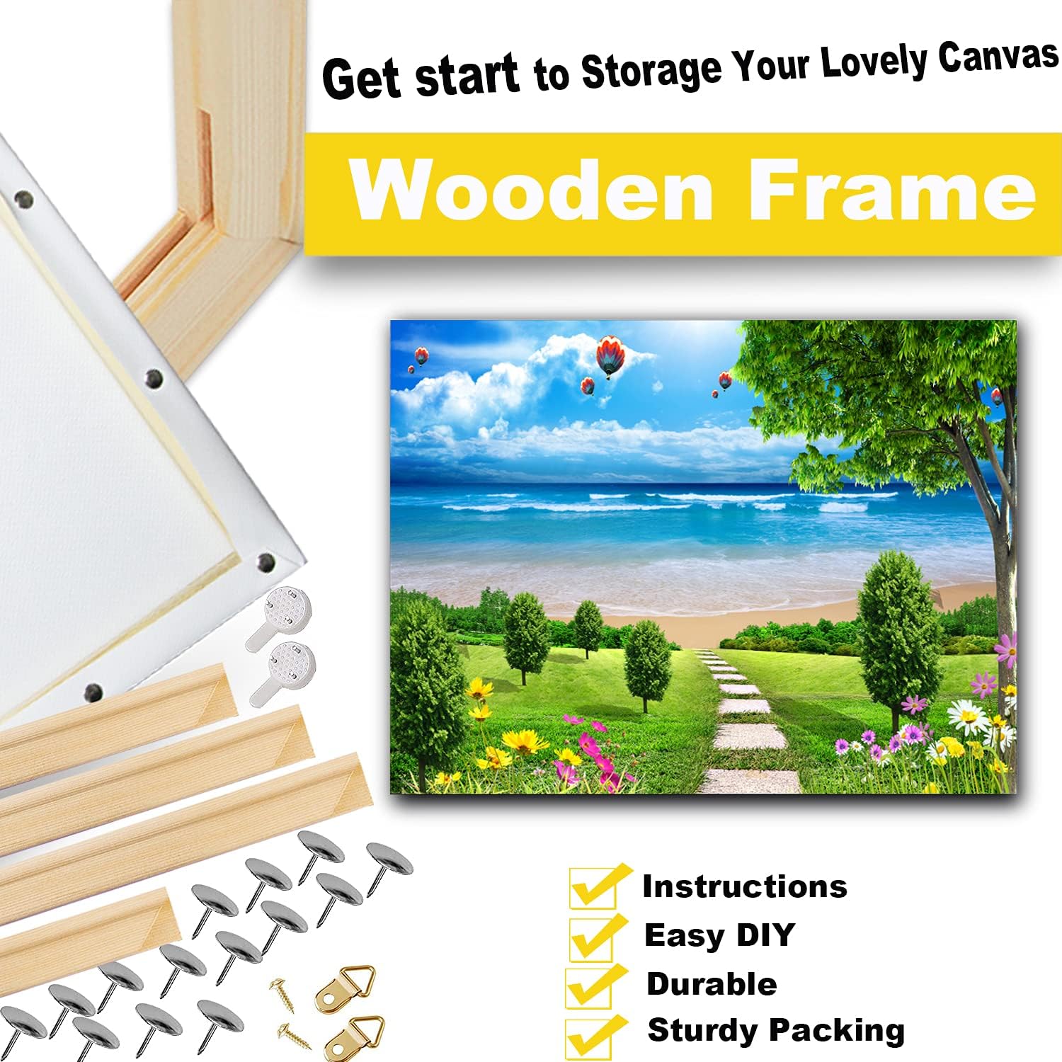 Buy DIY Canvas Stretcher Bars 16x20 Inch Canvas Frame,4 Bars for Oil Paintings,Prints,Paint by