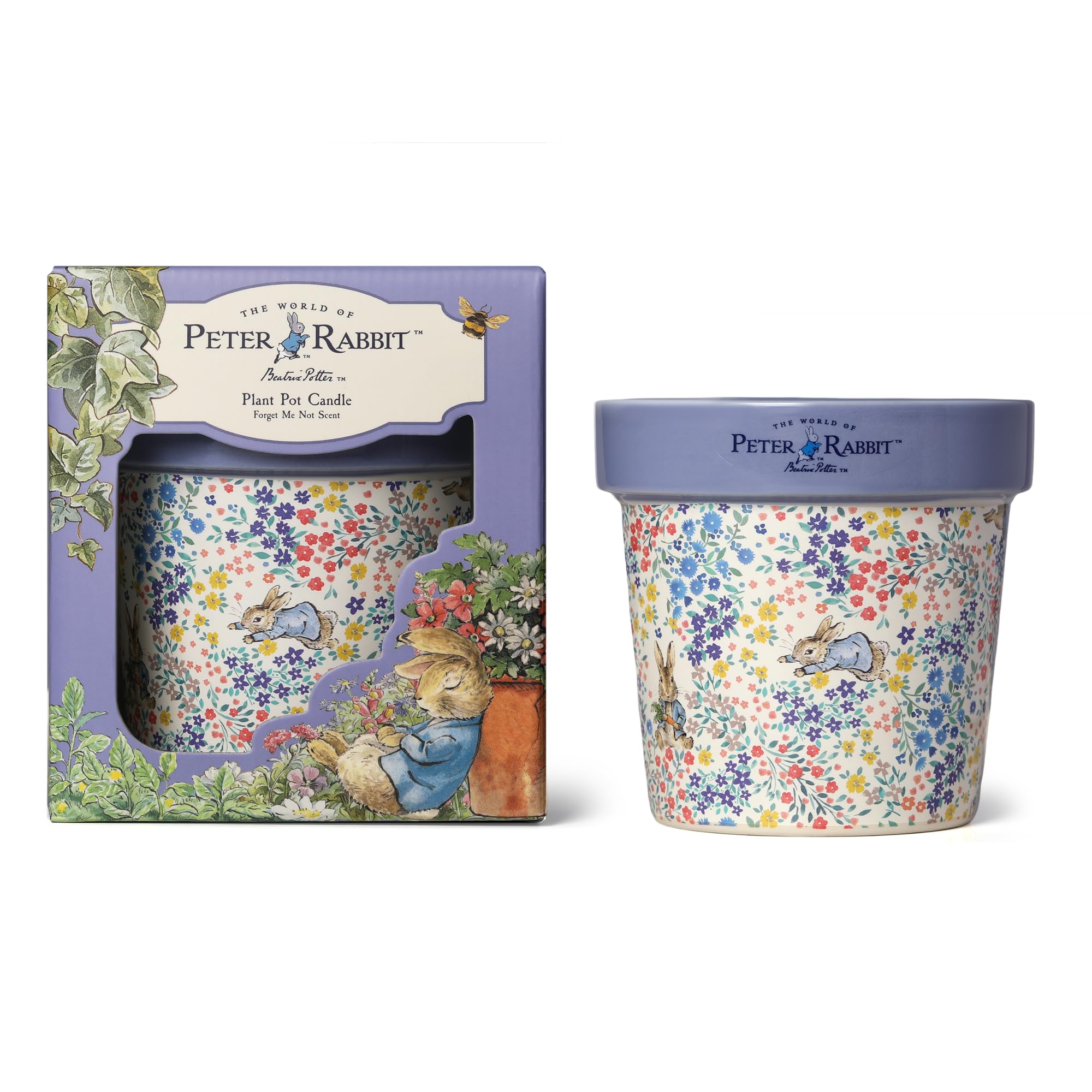Peter Rabbit Purple Floral Printed Plant Pot Candle – Forget Me Not Floral Scent – 277G (1-Wick) – PR001PCV005V