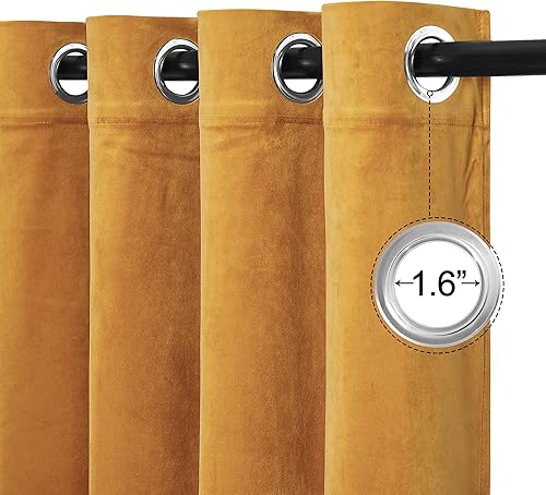 Miniatura 72 de RYB HOME Juego de 2 paneles de cortinas de terciopelo malva, cortinas y cortinas para oscurecer la habitación, con aislamiento térmico, decoración