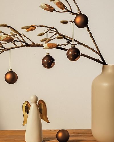 Miniatura 4 de Adornos de bola de Navidad de vidrio marrón, bombillas colgantes de 2.36 pulgadas para árbol de Navidad, juego de 12 bolas colgantes para